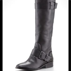 Brian Atwood Black Leather Riding Boots